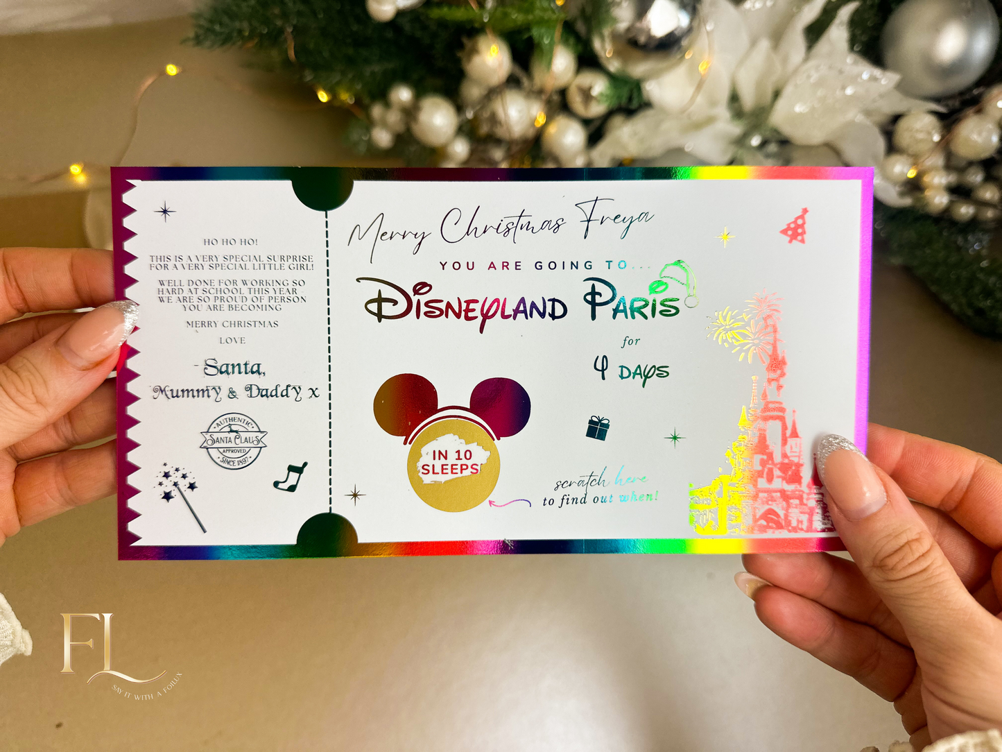 Christmas Themed Disneyland Paris Scratch Card Ticket