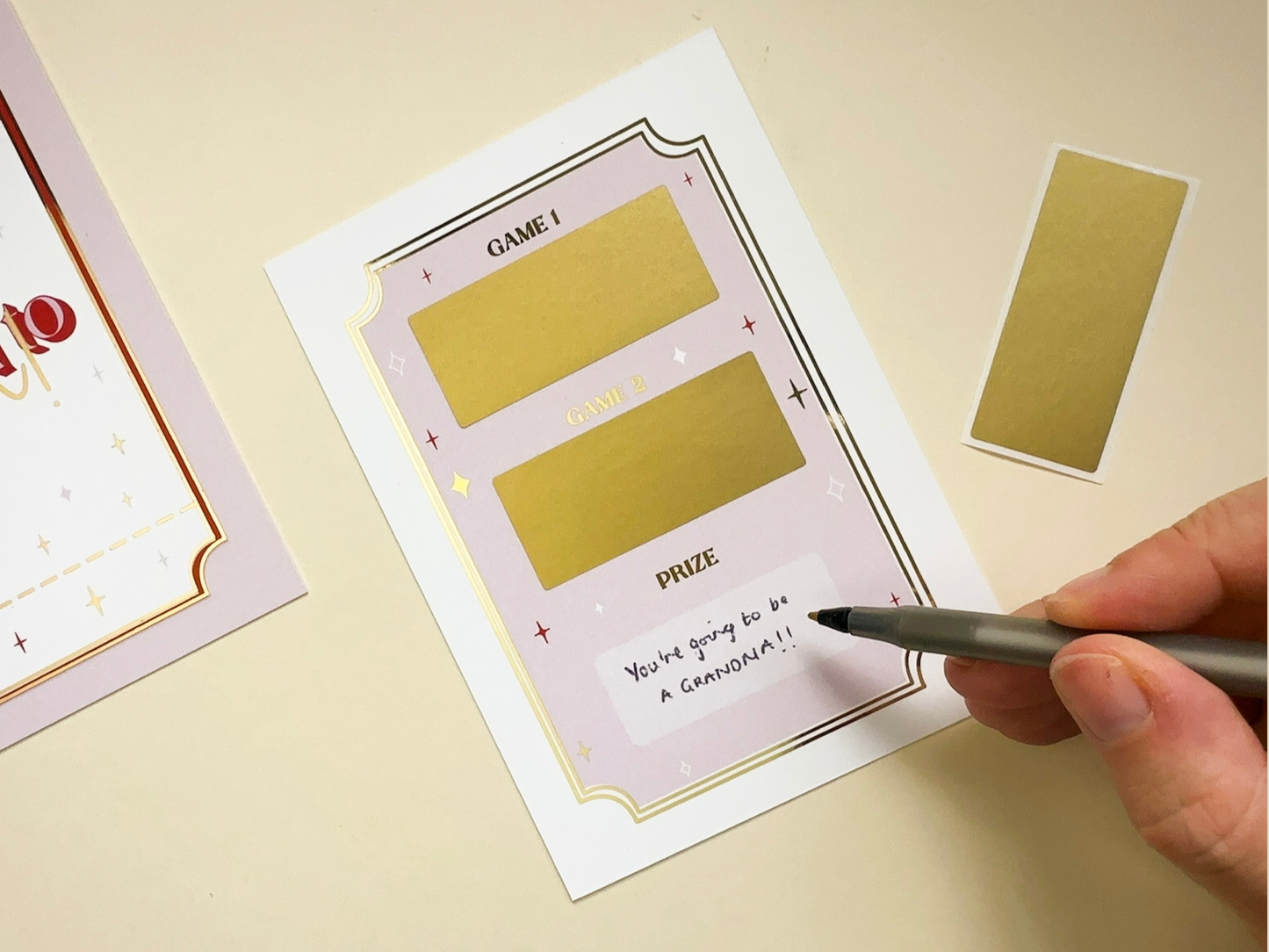 'Match 3 to Win' Any Gift reveal | Pregnancy Announcement | Personalise at Home Scratch Card