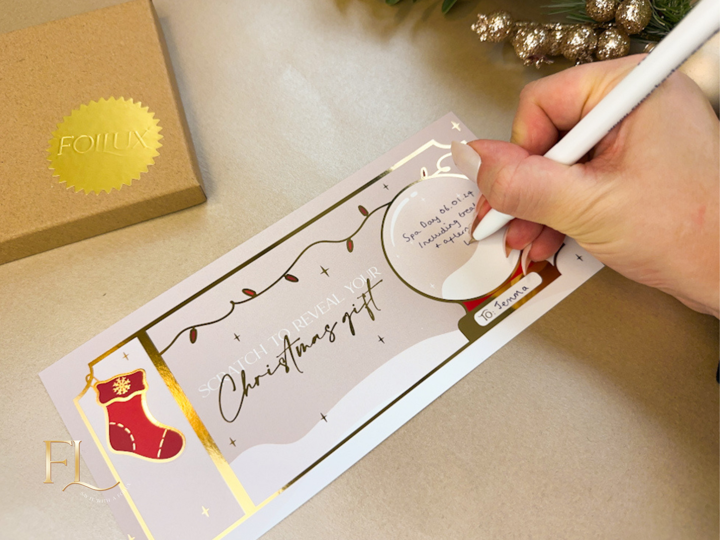 Christmas Snowglobe Scratch Card for Any Gift | Personalise at Home Scratch card