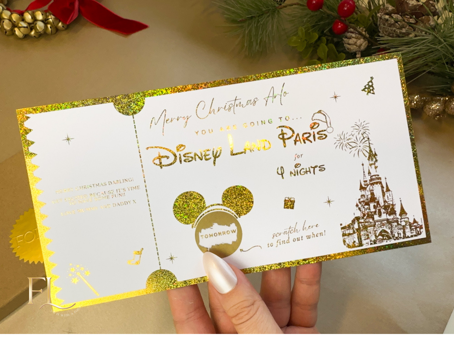 Christmas Themed Disneyland Paris Scratch Card Ticket