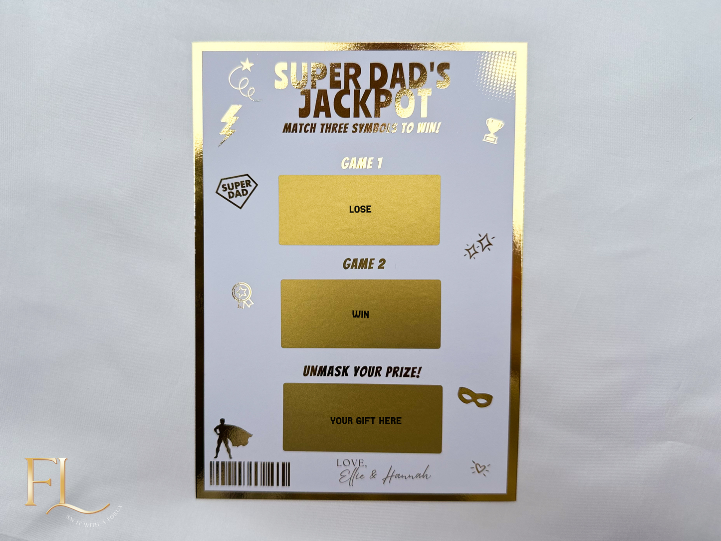 Super Dad's Jackpot Scratch Card | Reveal any gift