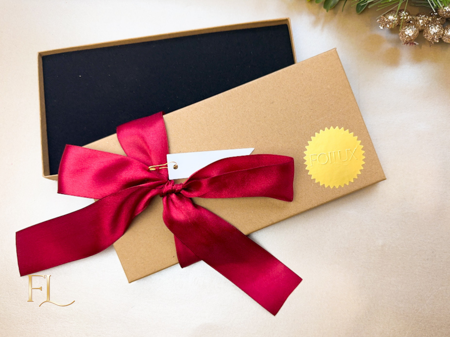 Red Ribbon Luxury Foil Ticket Gift Box
