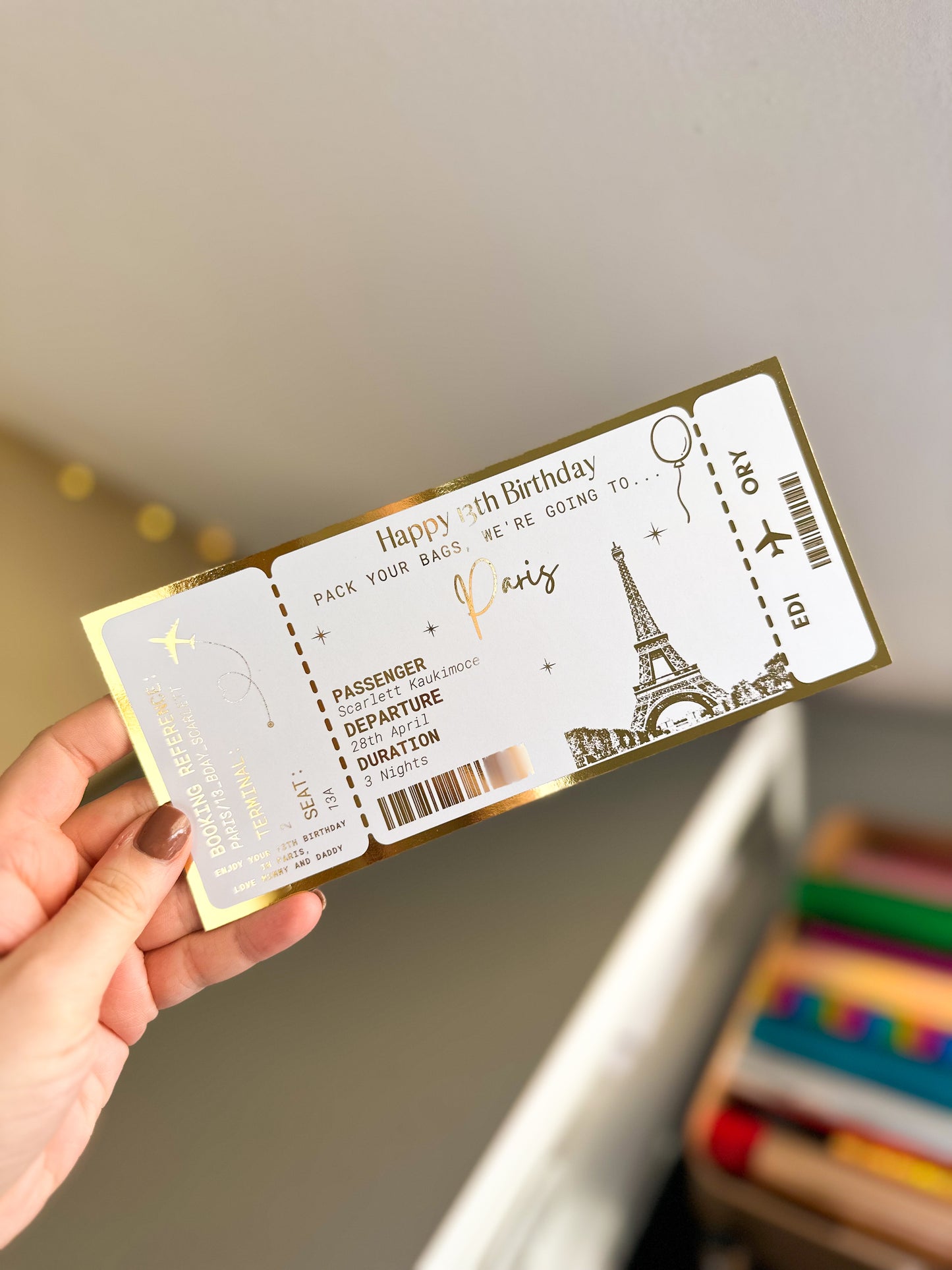 ANY DESTINATION Holiday surprise reveal foil boarding pass | Surprise Trip Gift