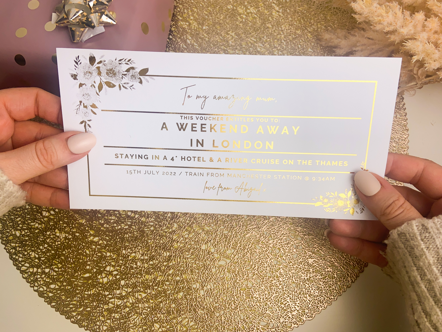 Foil Ticket For Any Occasion | Spa Day/ Meal Out/ Weekend Away | Mother's Day