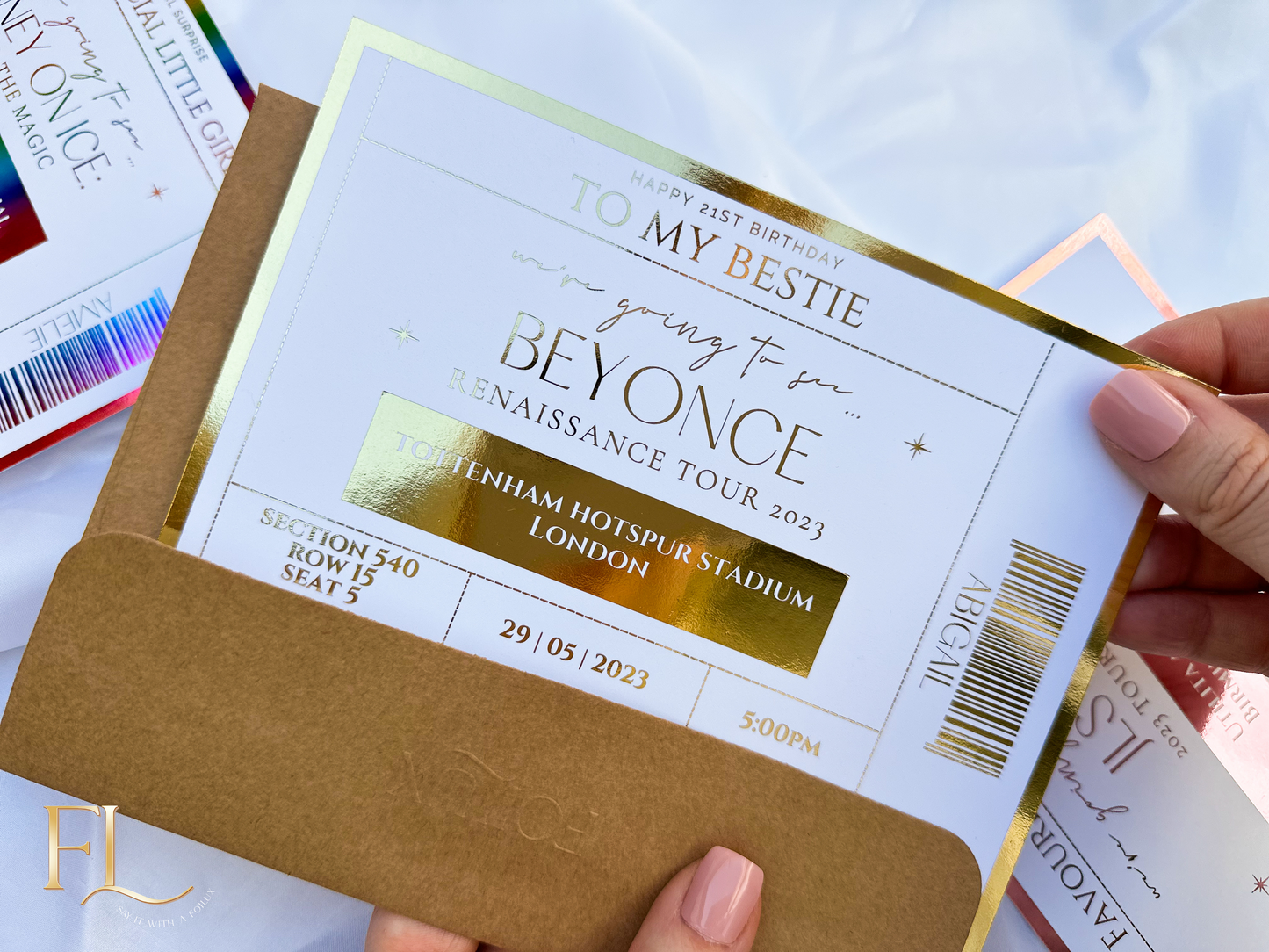 Concert/theatre/show reveal custom ticket