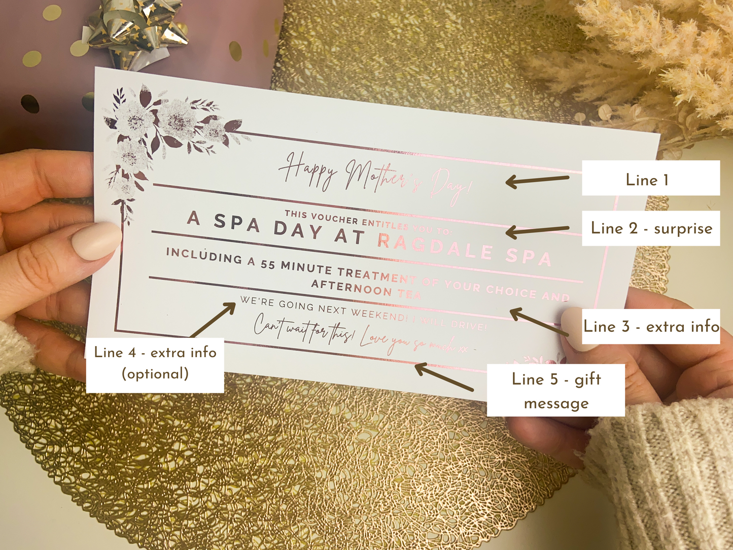 Foil Ticket For Any Occasion | Spa Day/ Meal Out/ Weekend Away | Mother's Day