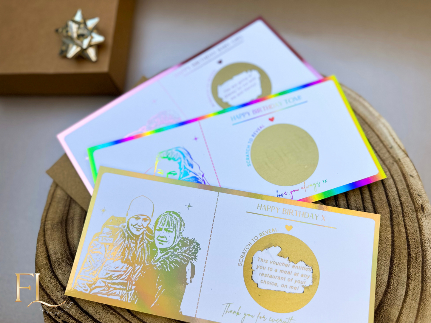 Any gift scratch card reveal with personal photo