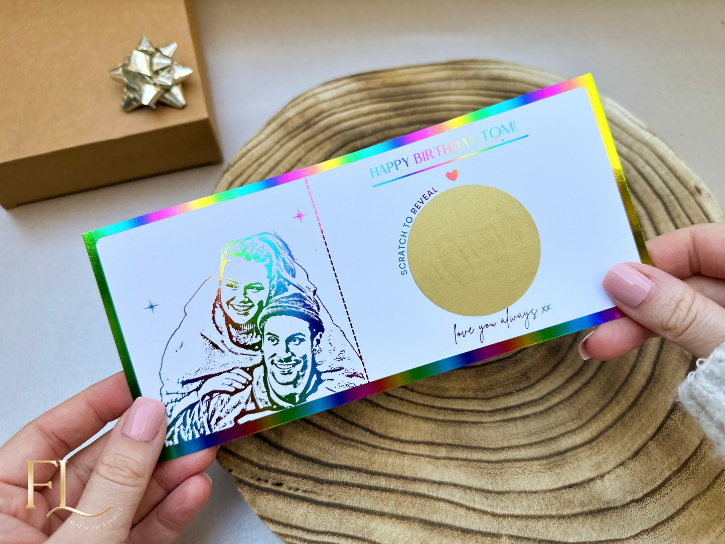 Any gift scratch card reveal with personal photo