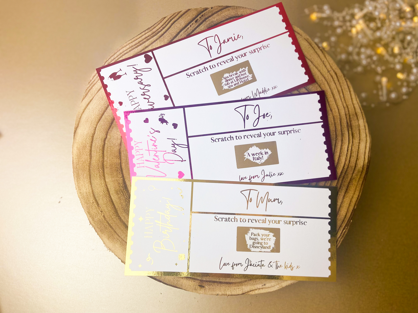 Personalised Surprise Scratch Card With Foil | Spa Day/Tickets/Day Out/Weekend Away