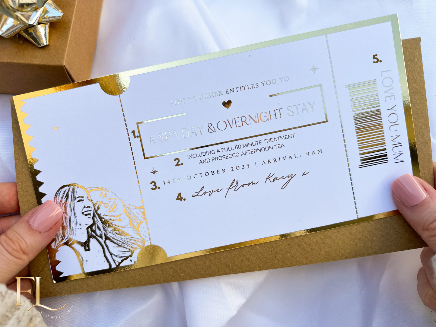 Any gift reveal ticket with personal photo