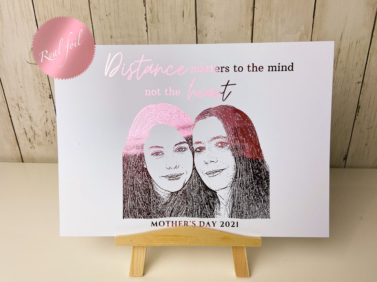 "Distance matters to the mind, not the heart" photo foil print