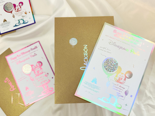 Personalised Disneyland Paris Birthday Surprise Card – Trip Reveal from Mickey or Minnie Mouse