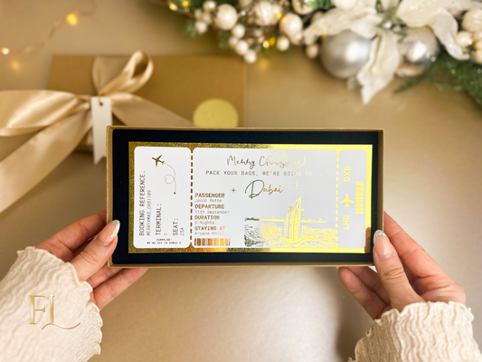 Christmas ANY DESTINATION Holiday surprise reveal foil boarding pass | Surprise Trip Gift