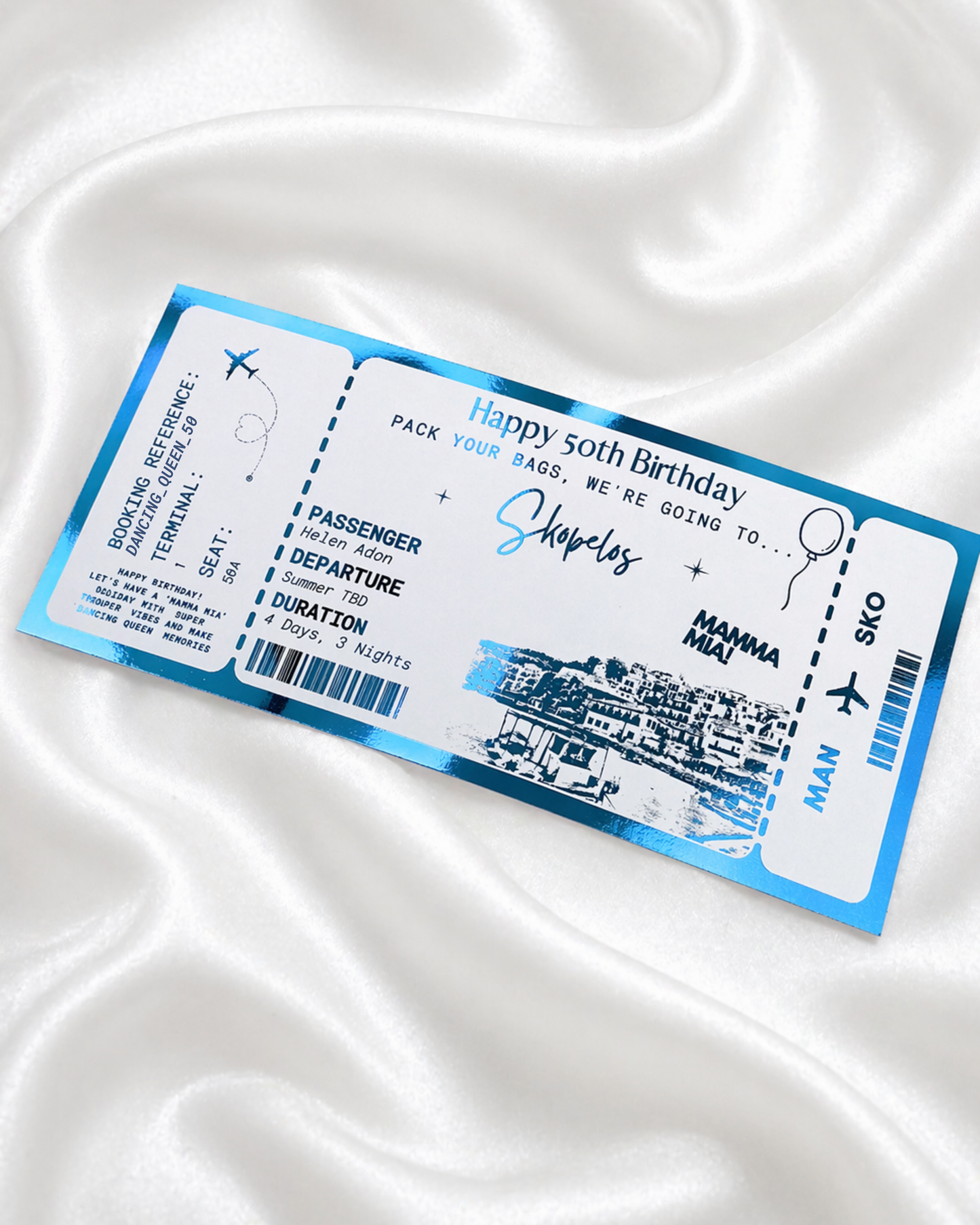 ANY DESTINATION Holiday surprise reveal foil boarding pass | Surprise Trip Gift