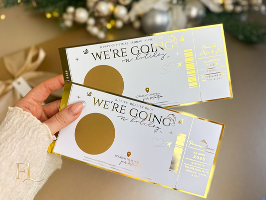 Christmas ANY DESTINATION personalised holiday reveal scratch card