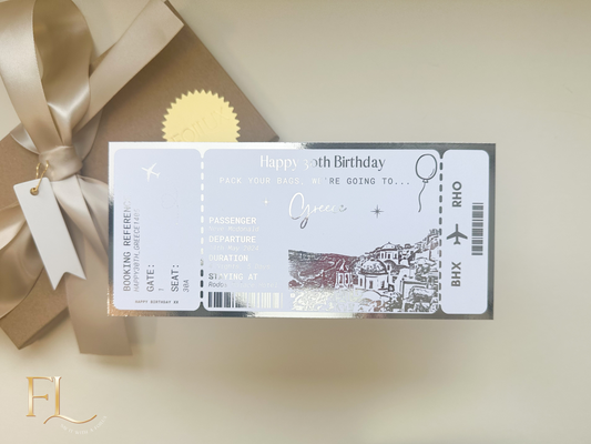 ANY DESTINATION Holiday surprise reveal foil boarding pass | Surprise Trip Gift