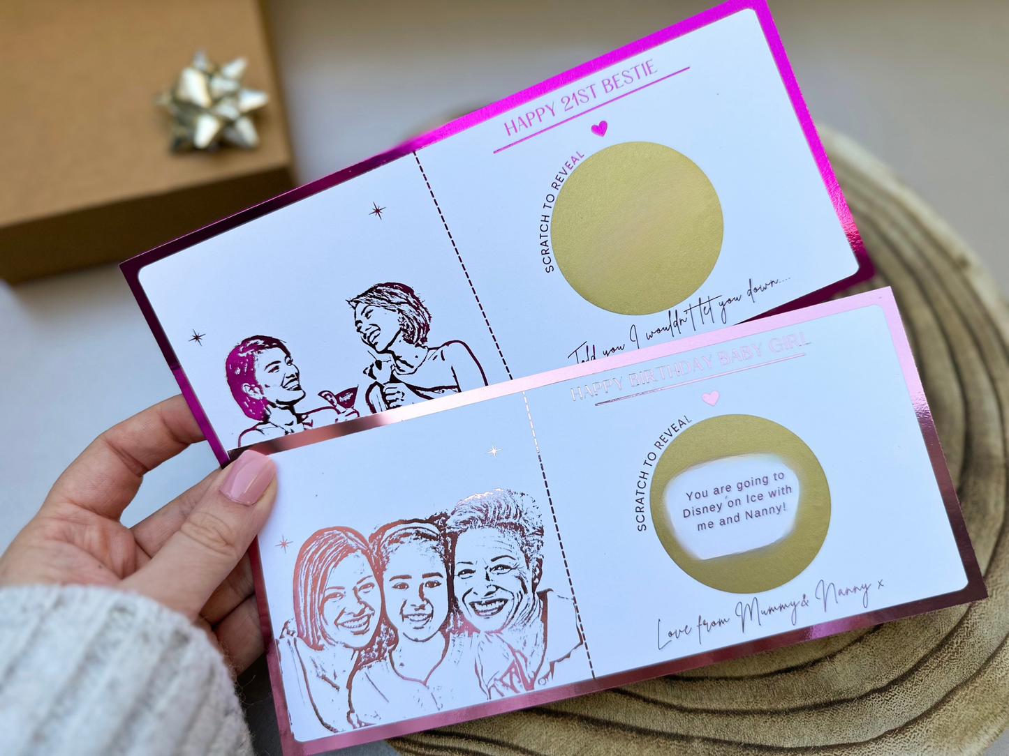 Any gift scratch card reveal with personal photo