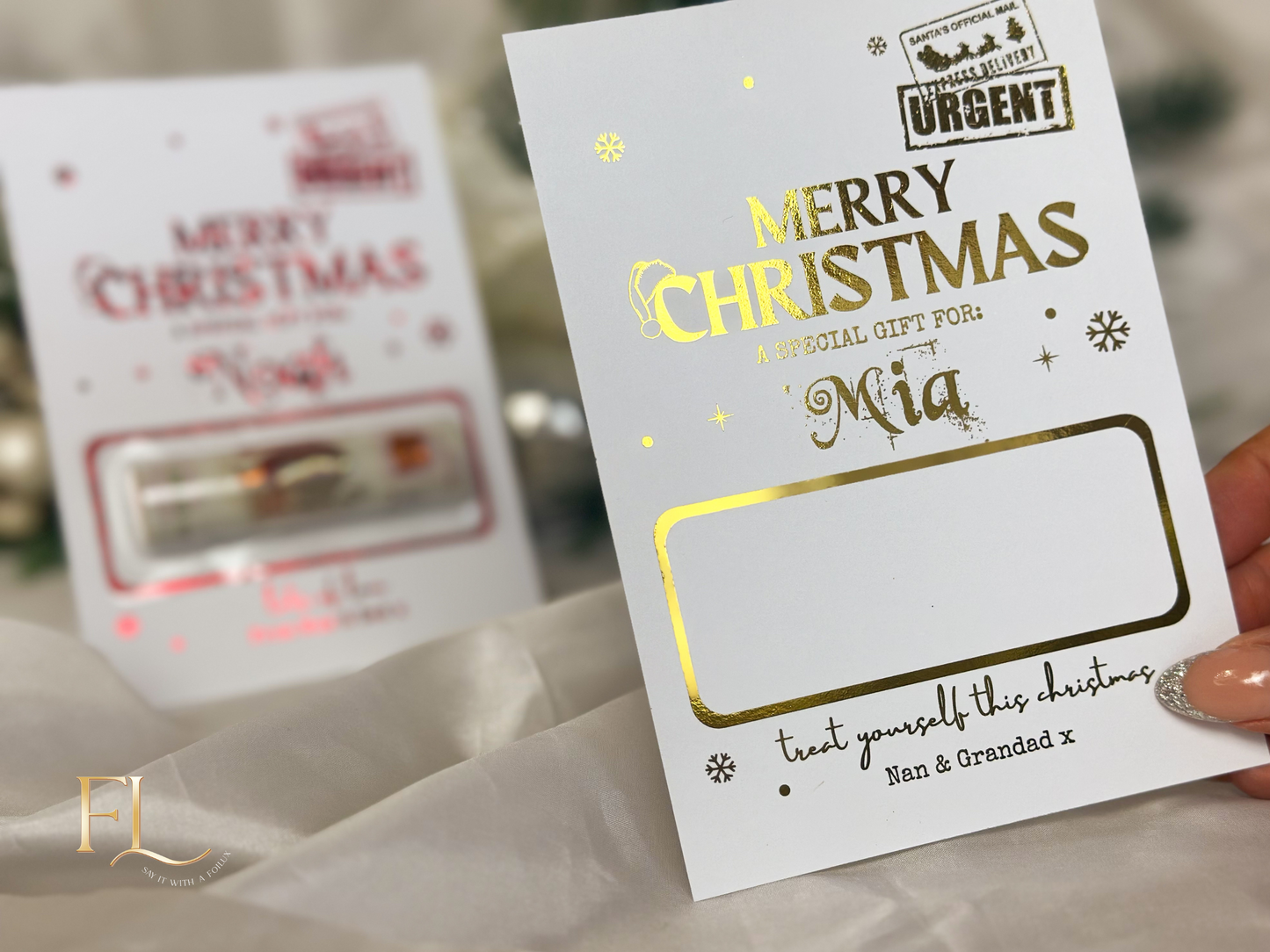 Design 1: Personalised Foil Money Reveal Pouch - Luxury Christmas Cash Gift Wallet