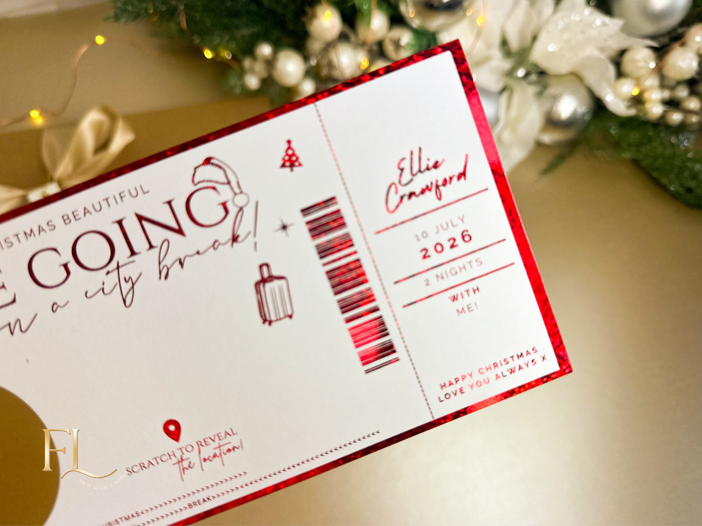 City Break, Night Away or Weekend Away Foiled Christmas Scratch to Reveal Ticket