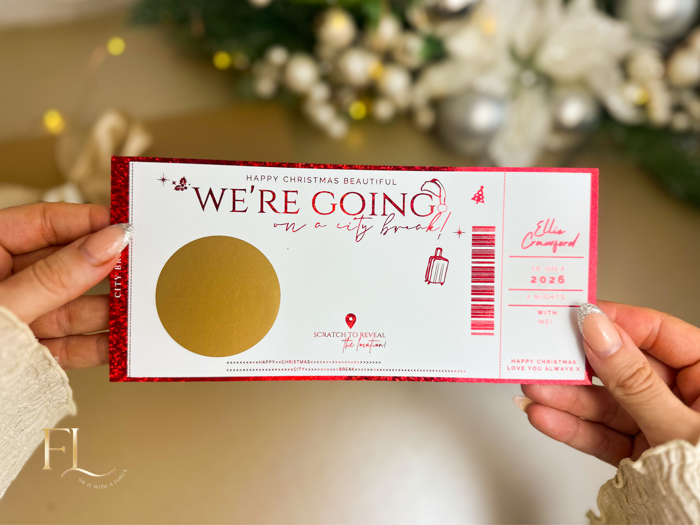 City Break, Night Away or Weekend Away Foiled Christmas Scratch to Reveal Ticket