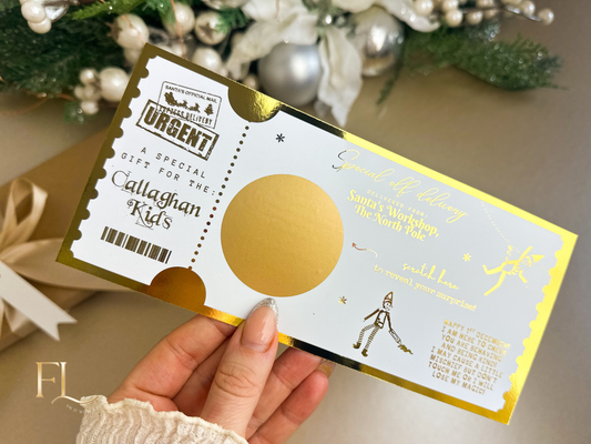 Elf Delivery Ticket Foiled Christmas Scratch to Reveal Card