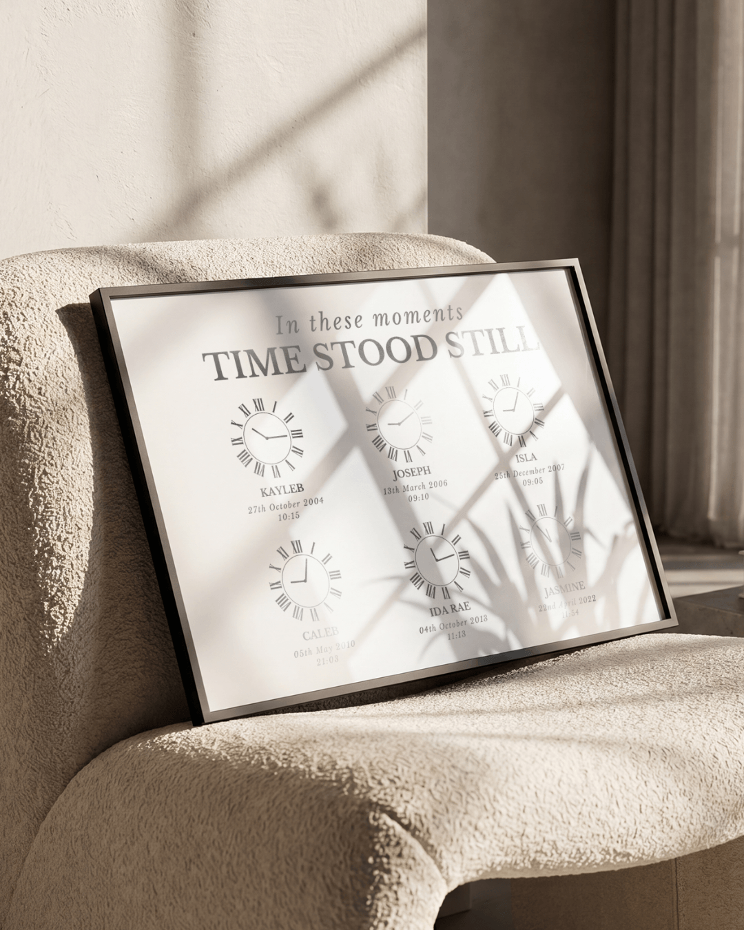 Birth Time Clock Print | Personalised Family Wall Art