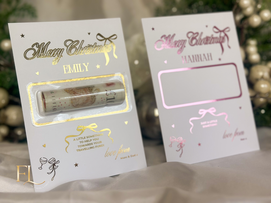 Design 3: Personalised Foil Money Reveal Pouch - Luxury Christmas Cash Gift Wallet