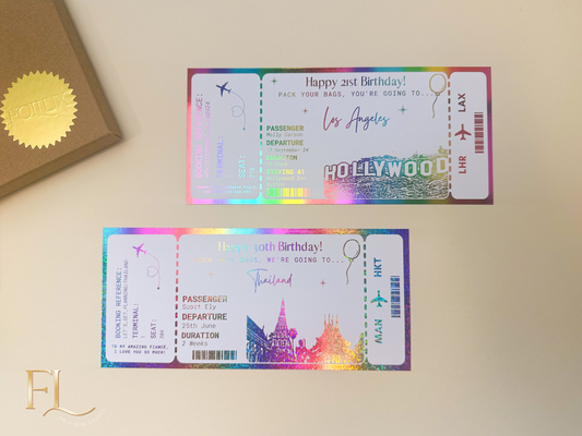 ANY DESTINATION Holiday surprise reveal foil boarding pass | Surprise Trip Gift