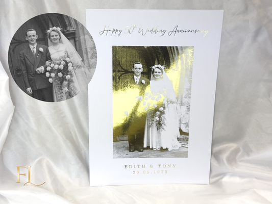 Golden Wedding Anniversary Foil Print | 50th Wedding Anniversary