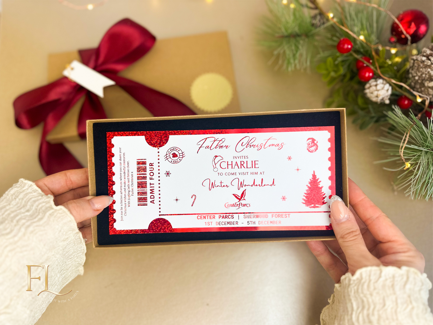Winter Wonderland Center Parcs Visit Santa Foiled Gift Ticket