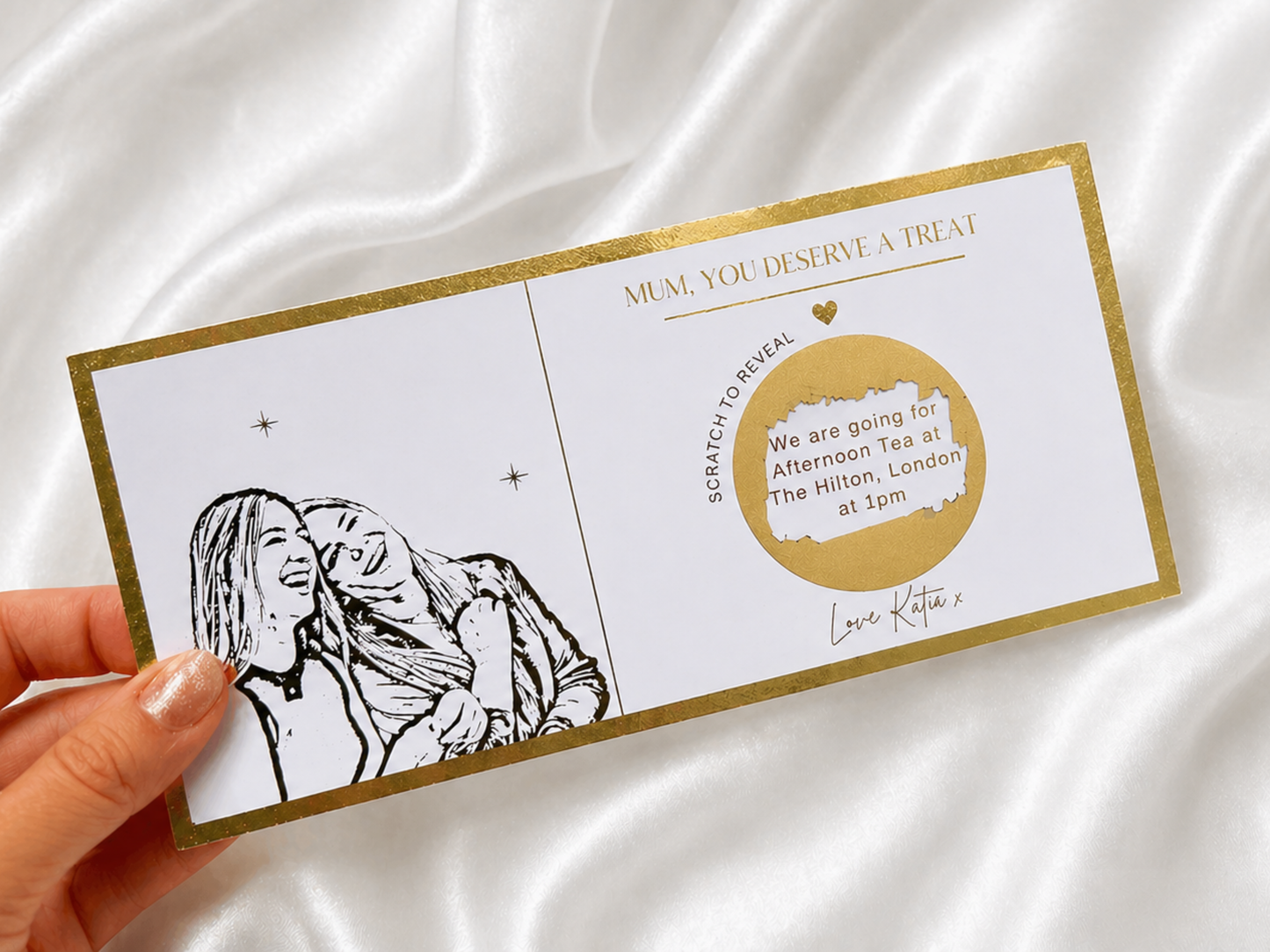 Any gift scratch card reveal with personal photo