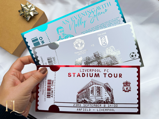 Sports Event Foil Ticket | Stadium Tour | Football Match | Cricket | Ice Hockey | F1 Surprise Ticket Reveal