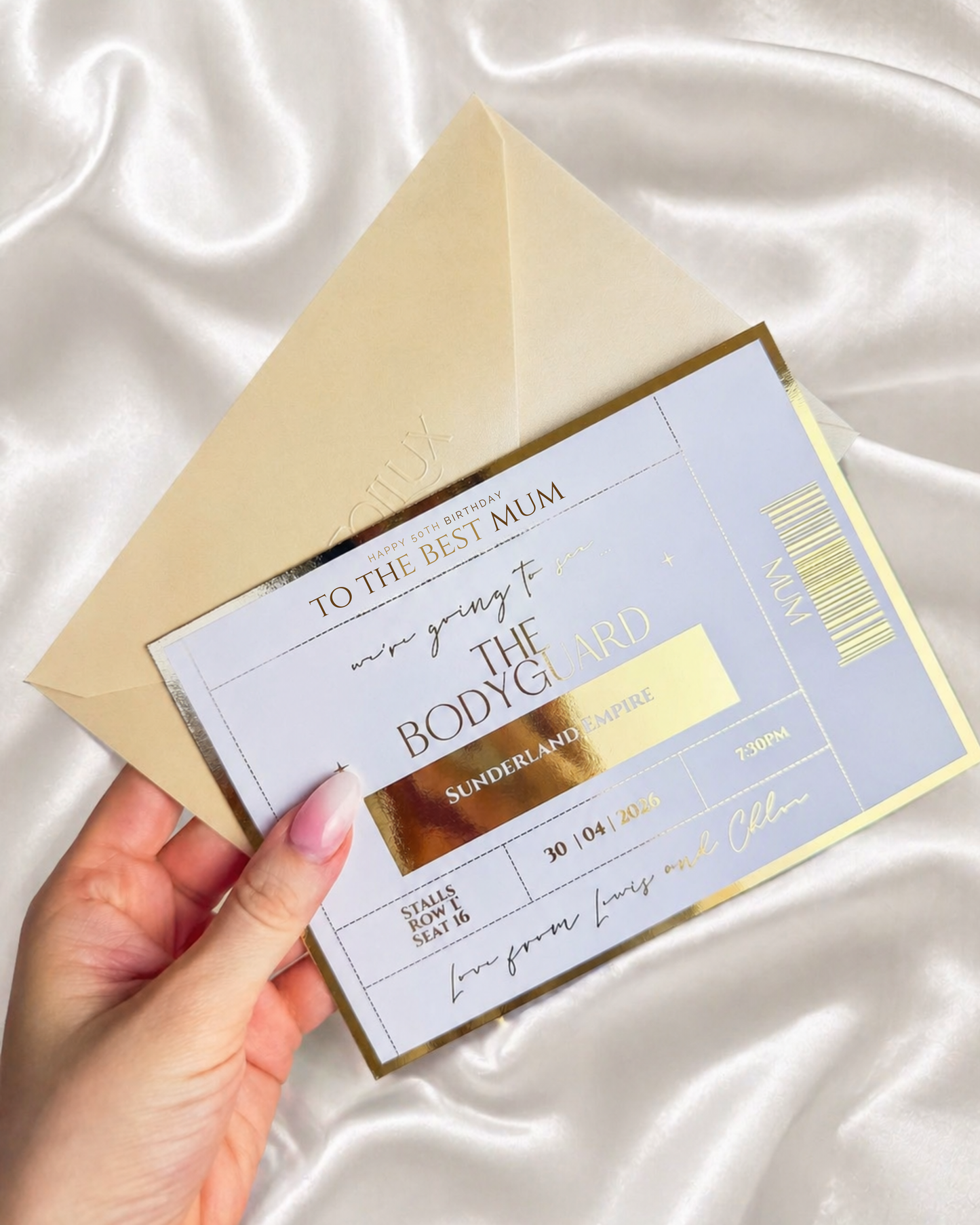 Concert/theatre/show reveal custom ticket