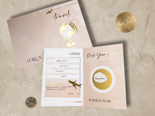 Passport Style Holiday Reveal | Personalise at Home Scratch card