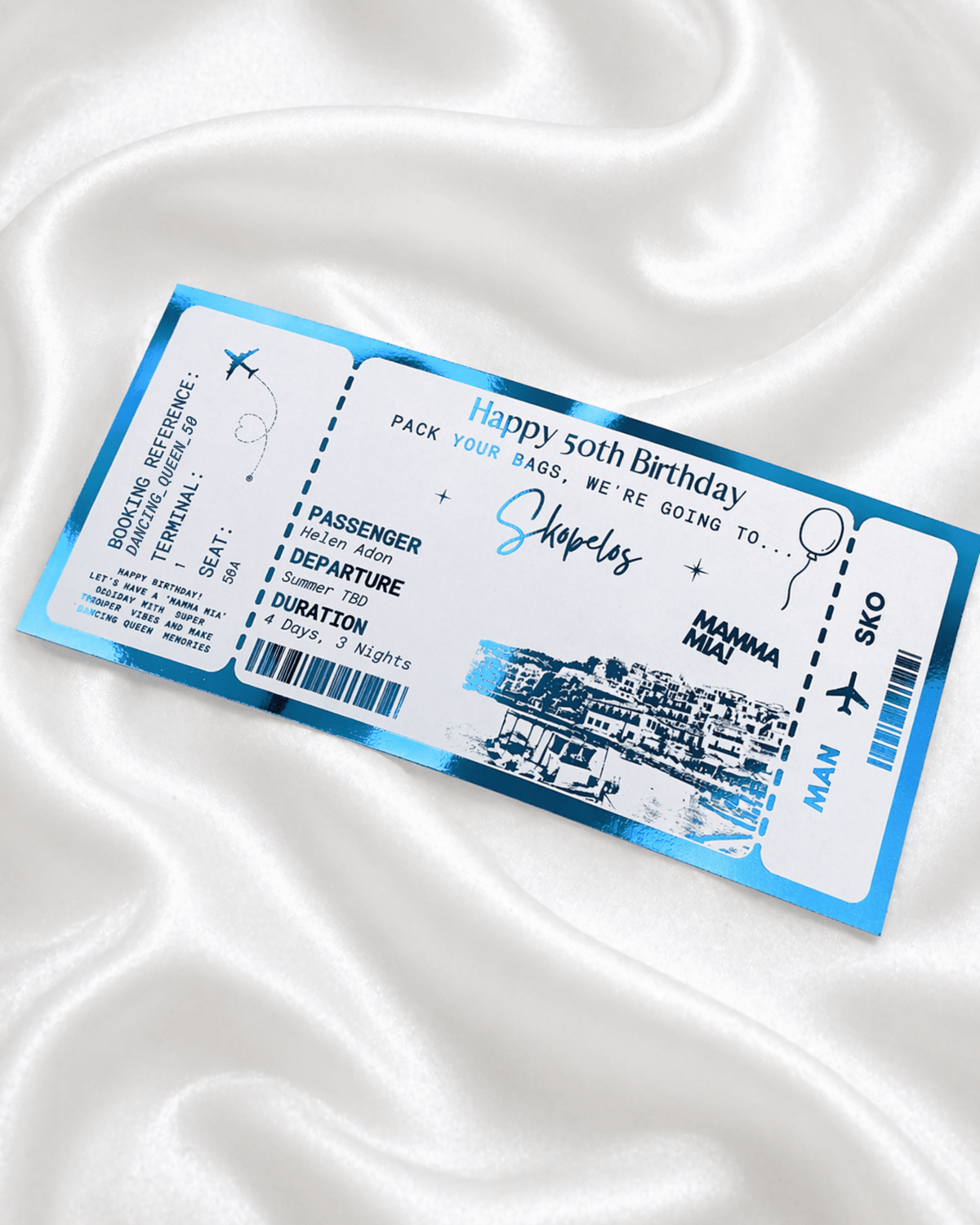 ANY DESTINATION Holiday surprise reveal foil boarding pass | Surprise Trip Gift - Foilux