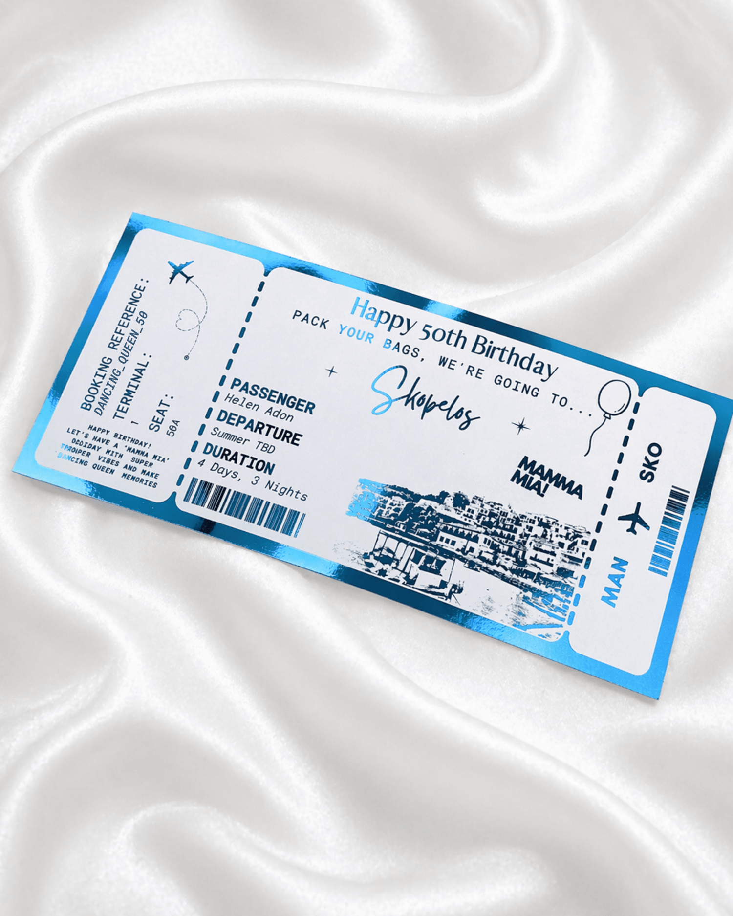 ANY DESTINATION Holiday surprise reveal foil boarding pass | Surprise Trip Gift - Foilux