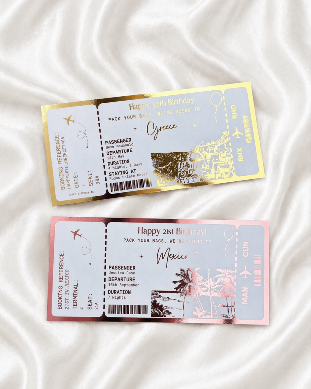 ANY DESTINATION Holiday surprise reveal foil boarding pass | Surprise Trip Gift - Foilux