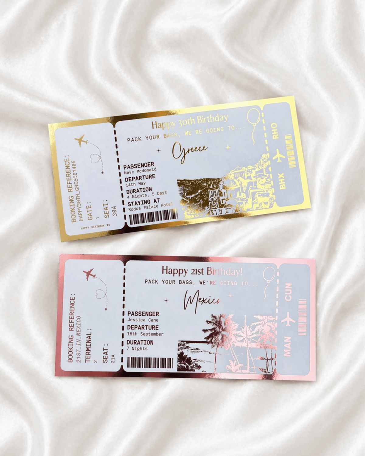 ANY DESTINATION Holiday surprise reveal foil boarding pass | Surprise Trip Gift - Foilux