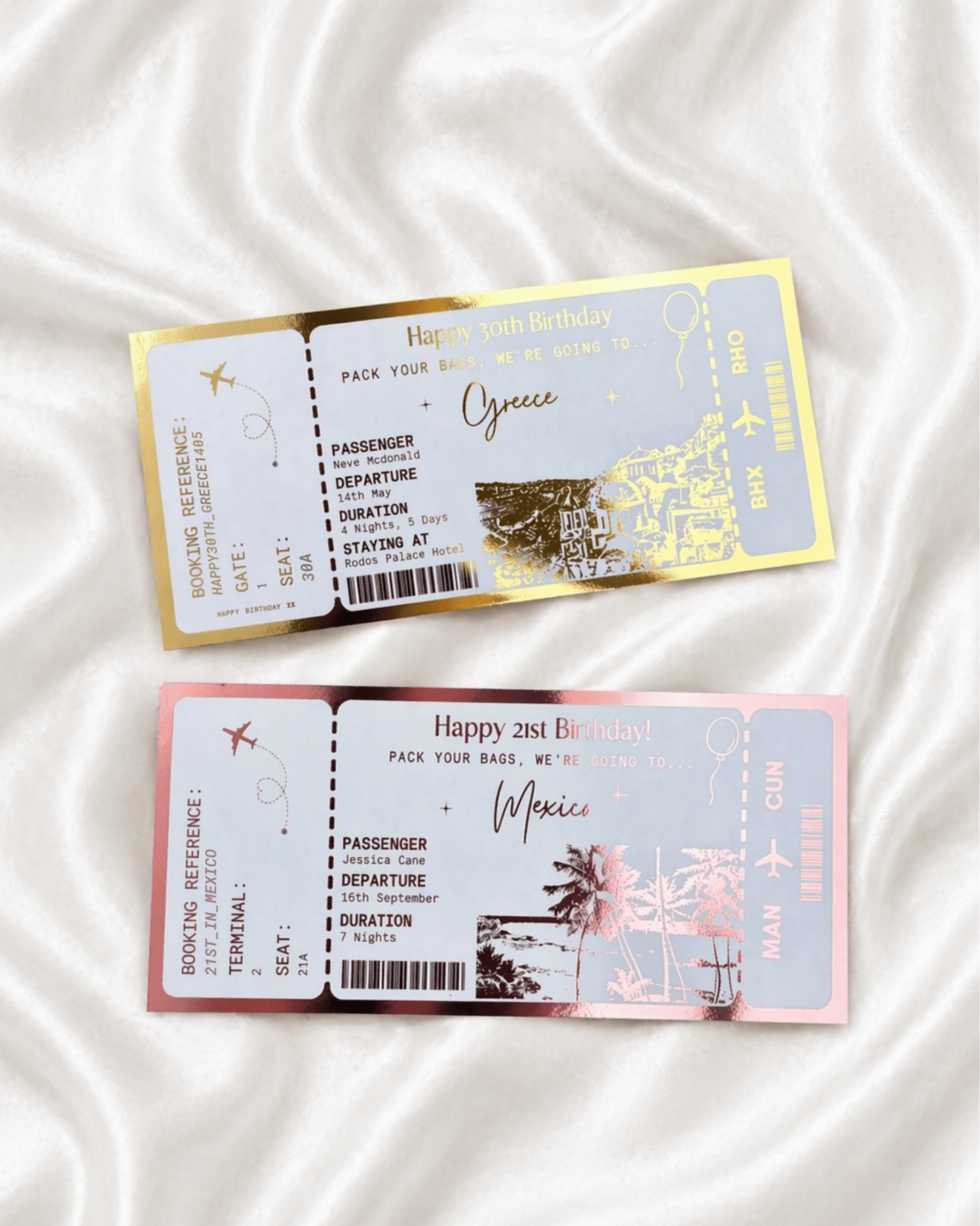 ANY DESTINATION Holiday surprise reveal foil boarding pass | Surprise Trip Gift - Foilux