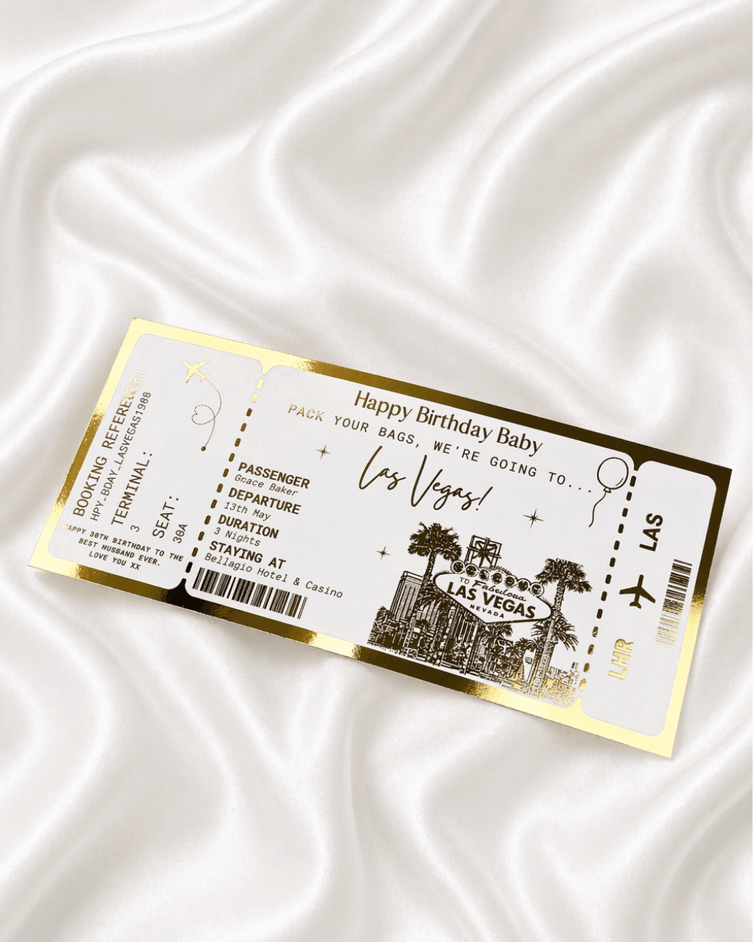ANY DESTINATION Holiday surprise reveal foil boarding pass | Surprise Trip Gift - Foilux