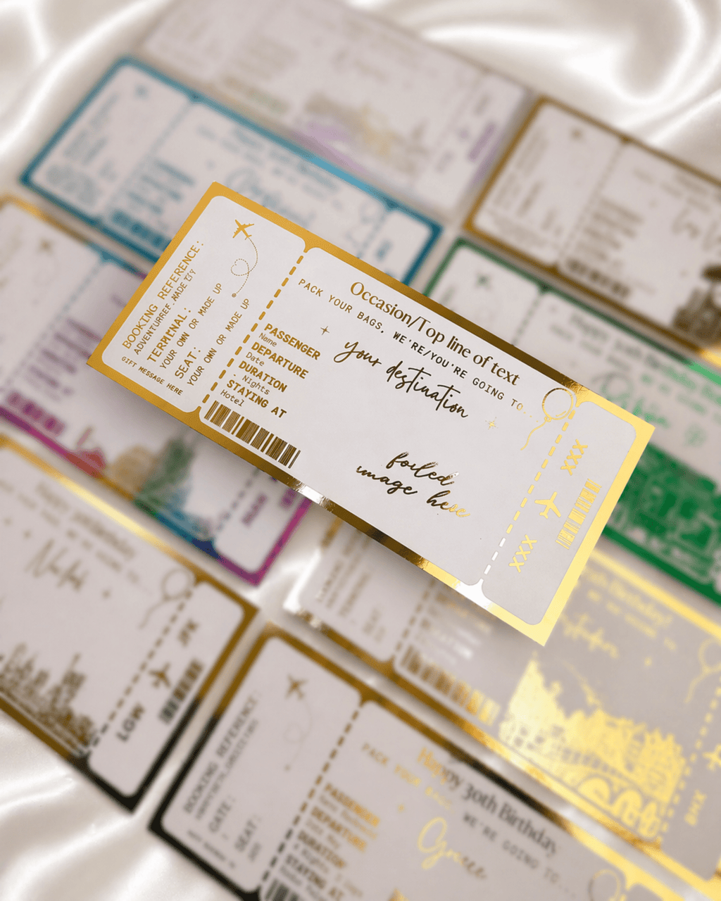 ANY DESTINATION Holiday surprise reveal foil boarding pass | Surprise Trip Gift - Foilux