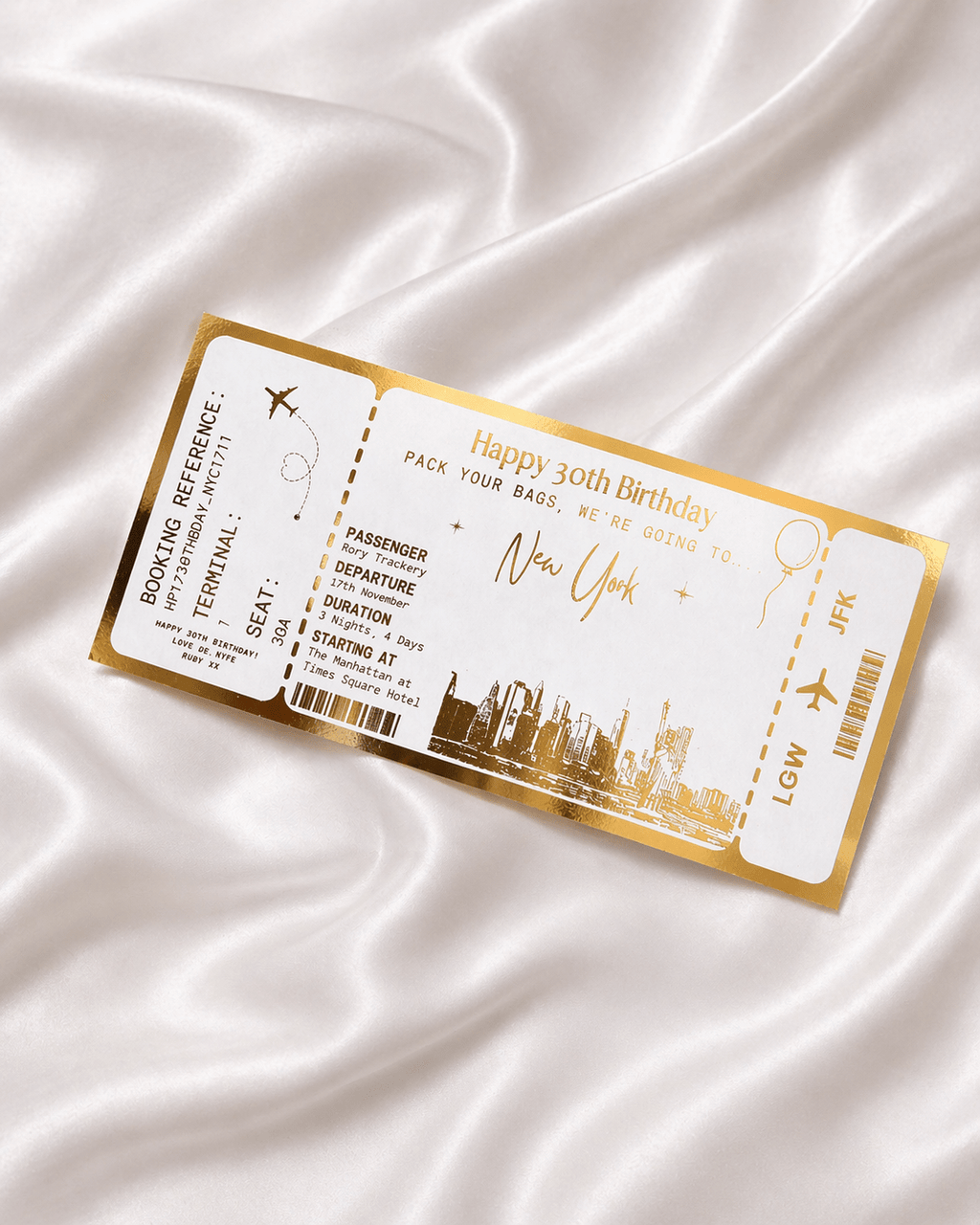 ANY DESTINATION Holiday surprise reveal foil boarding pass | Surprise Trip Gift - Foilux