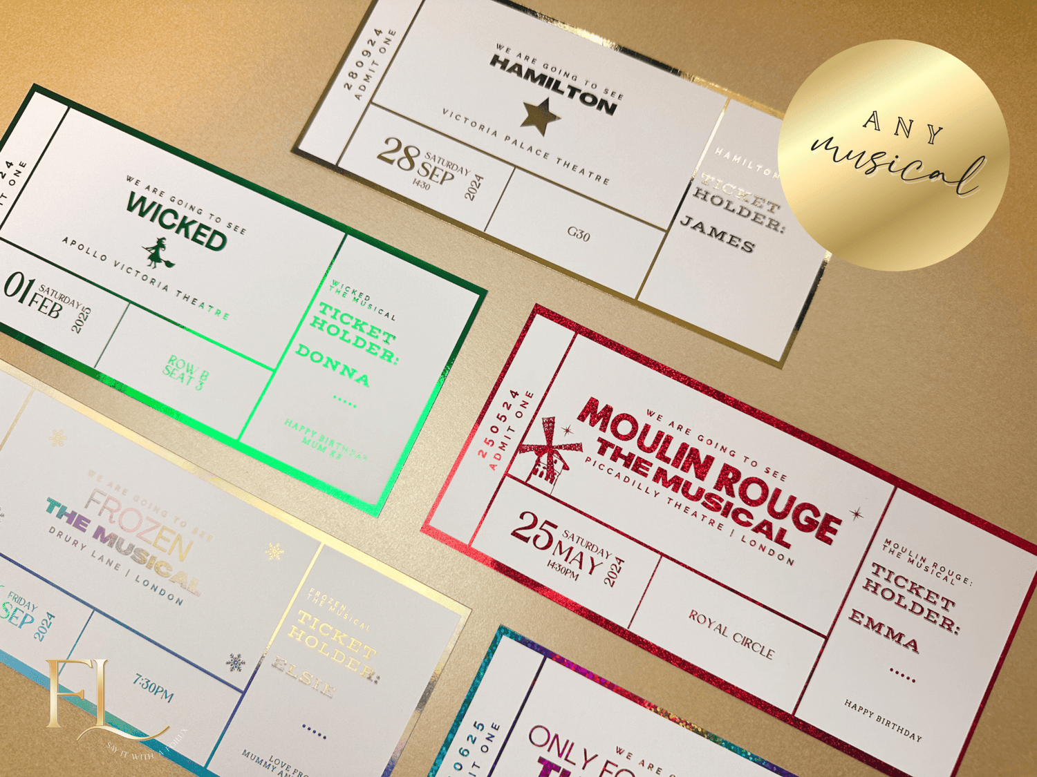 ANY Theatre/Musical/Show Fake Foil Ticket | Surprise Ticket Reveal - Foilux