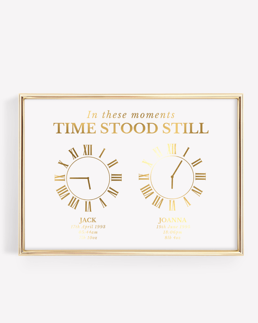 Birth Time Clock Print | Personalised Family Wall Art - Foilux