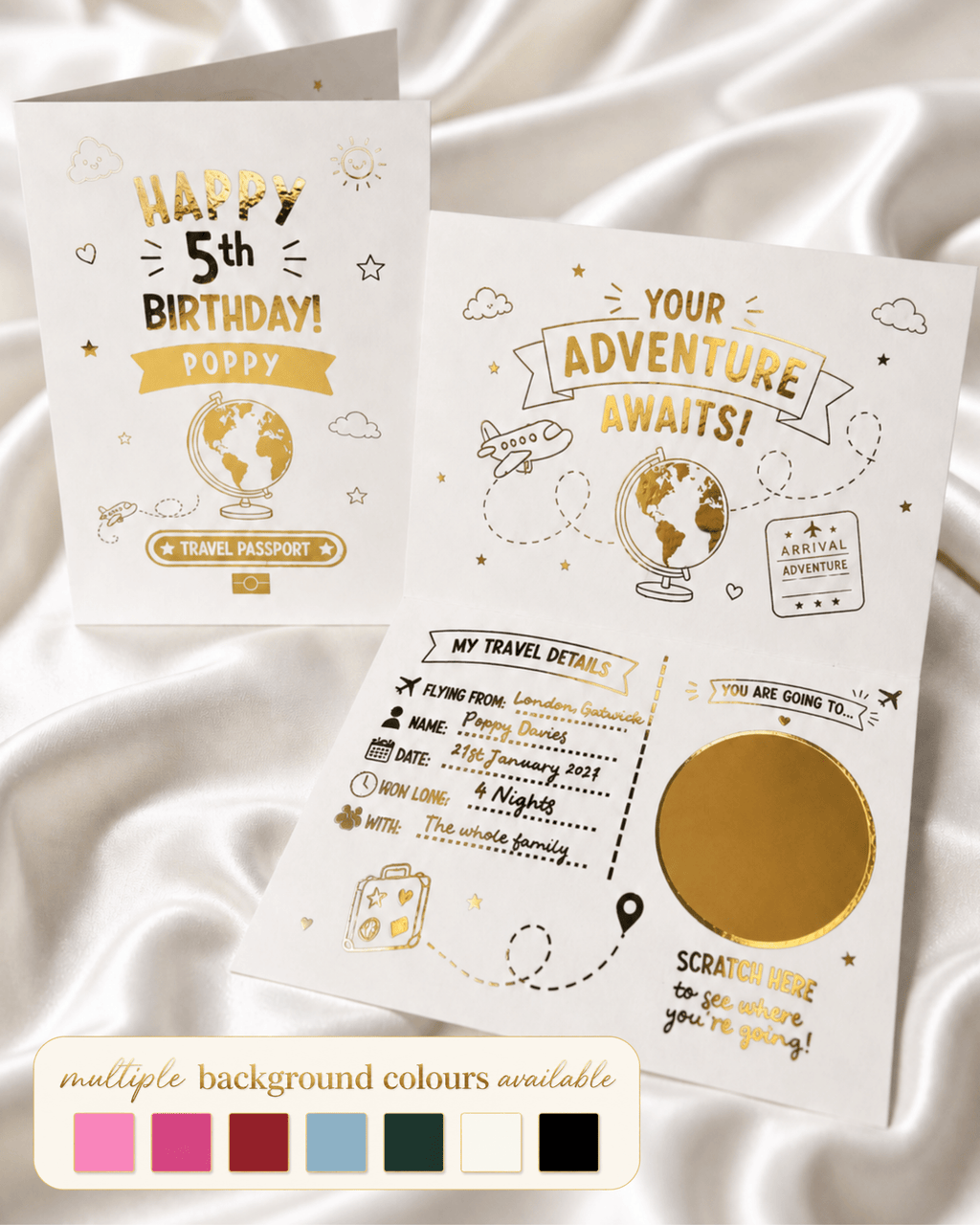 Children's Gold Foil Birthday Holiday Reveal Passport - Foilux