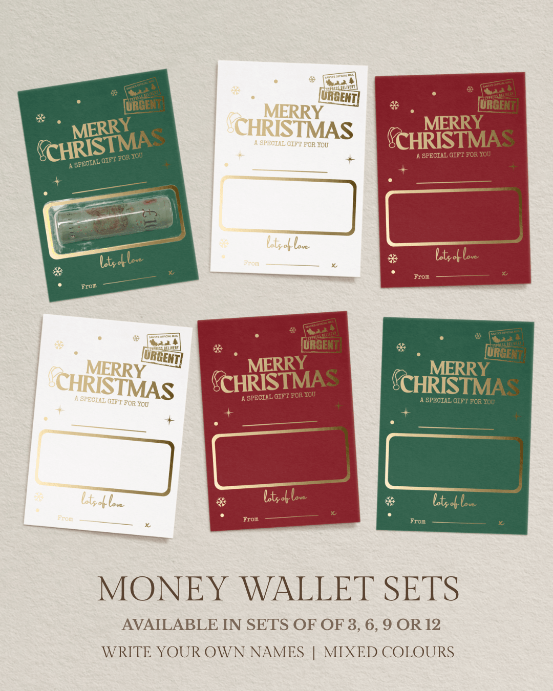 Christmas Money Wallet Multipacks | Write Your Own - Foilux