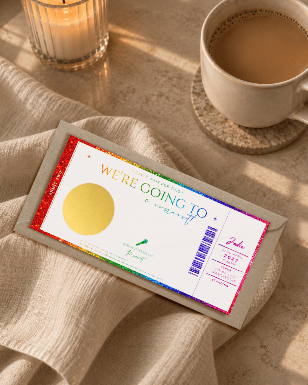 Concert Ticket Scratch Card | Personalised Gig Reveal - Foilux