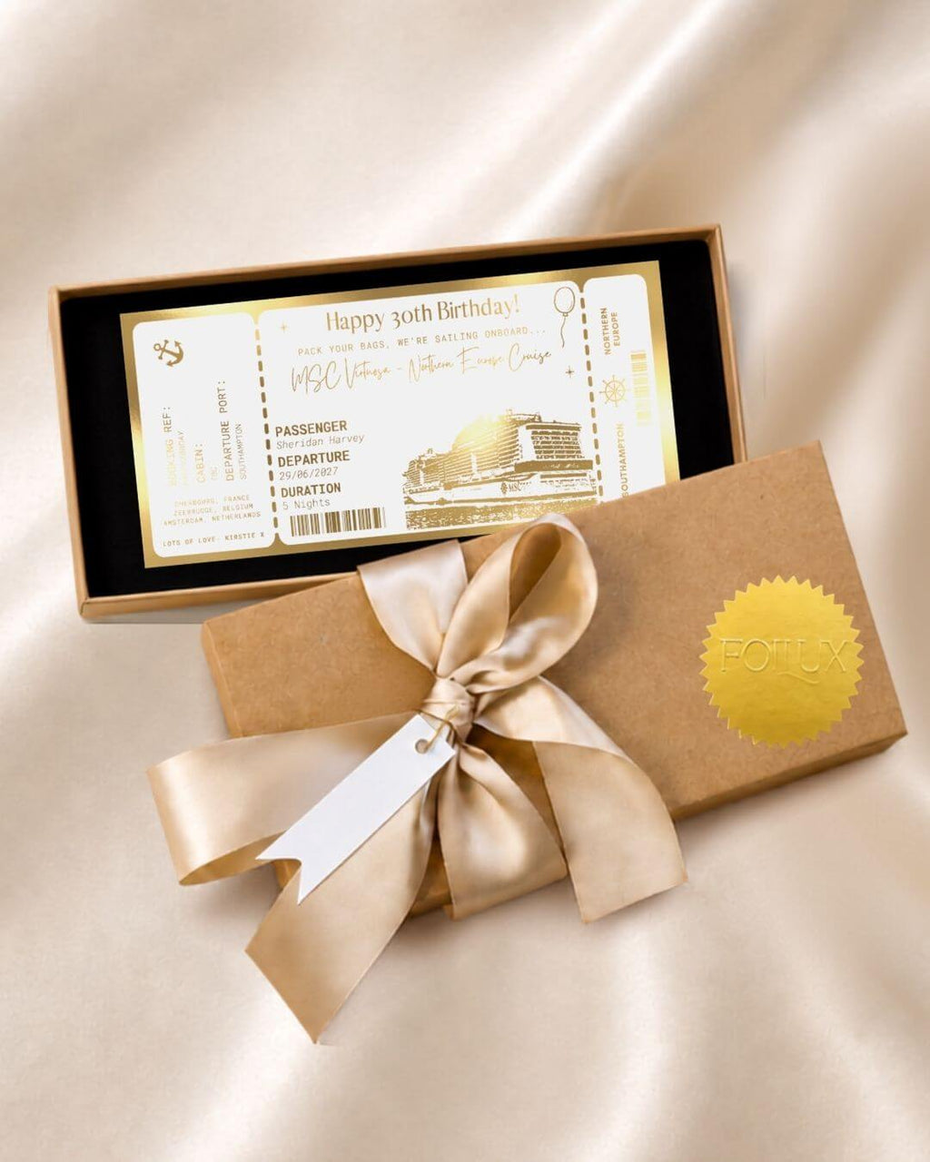 Cruise Ticket Gift | Personalised Foil Boarding Pass - Foilux