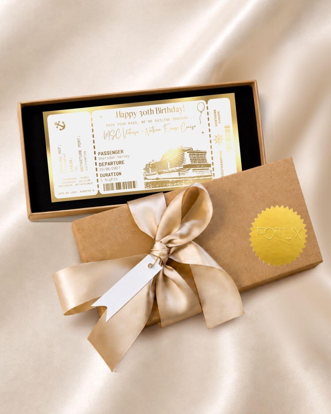Cruise Ticket Gift | Personalised Foil Boarding Pass - Foilux