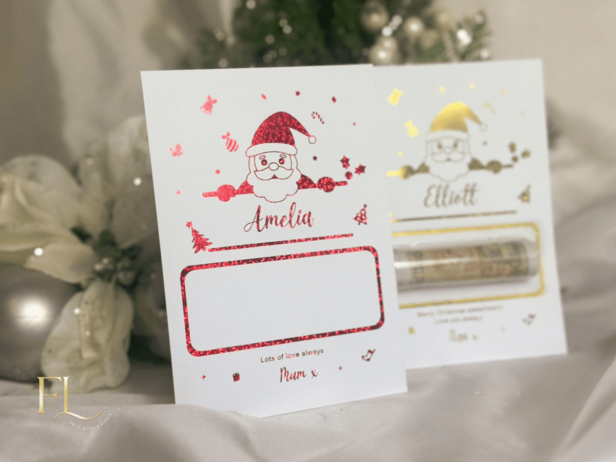 Design 2: Personalised Foil Money Reveal Pouch - Luxury Christmas Cash Gift Wallet - Foilux